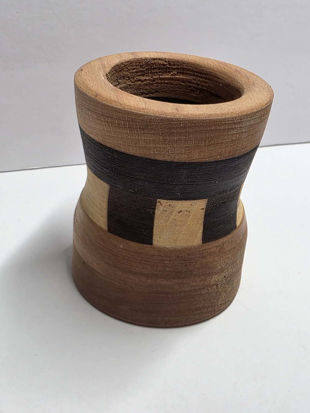 Lloyd L Lipska Hand Turned Segmented Wood Vase Pencil Cup Art Vessel
